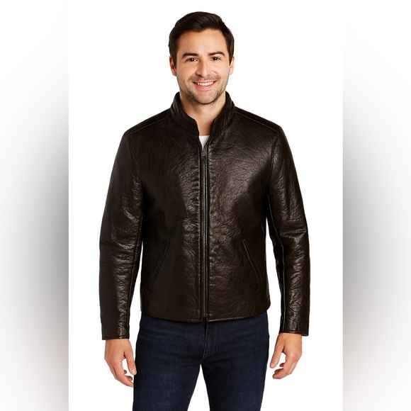 Armani Jeans Faux Leather Jacket Men’s XL Vintage Classic Style - Picture 5 of 7